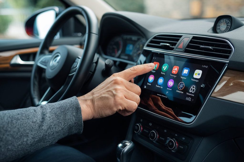 Araç multimedya ekranı ve CarPlay arayüzü